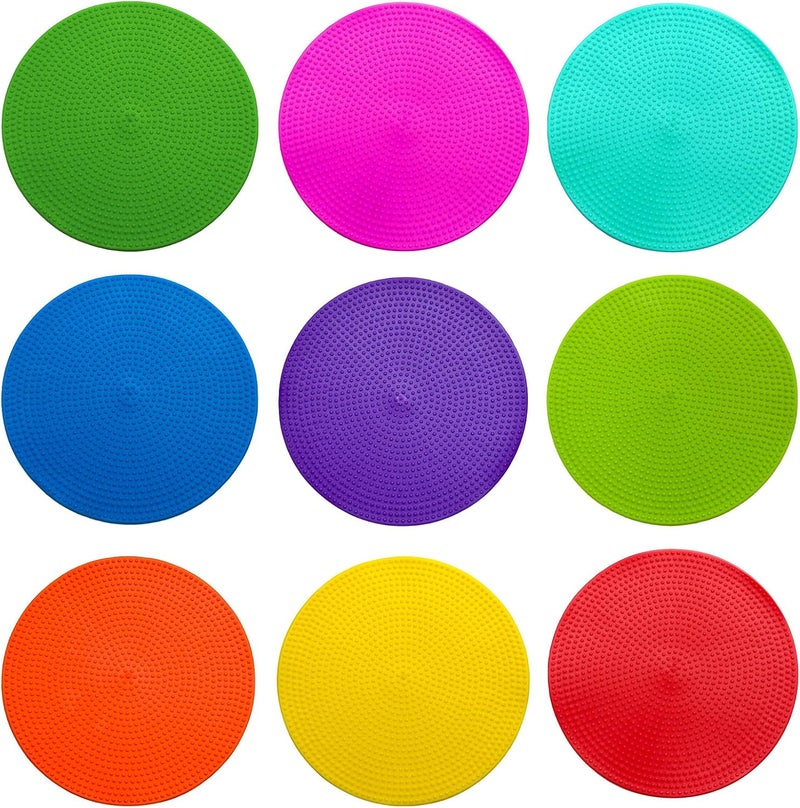 ILAZR Non Slip Agility Marker Aggregate Dots 9 inch 5/9 Color Floor Dot Marker for Classroom Dance Sports Football Basketball Speed Agility Training - Image 1